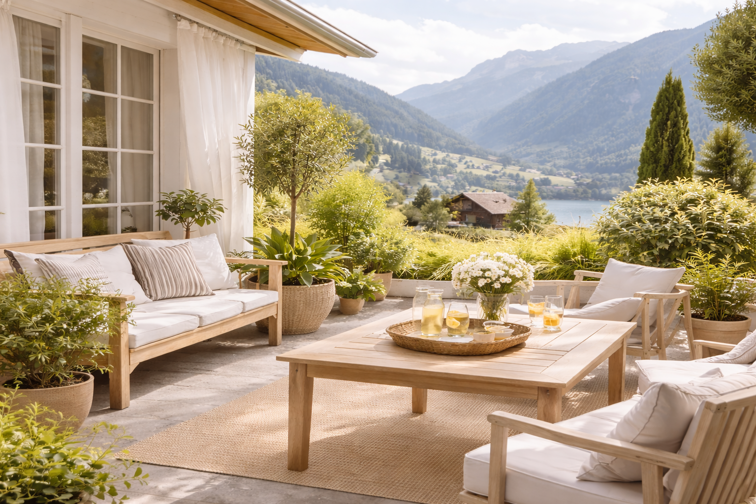 Schweizer Garten Terrasse Frühling 2026